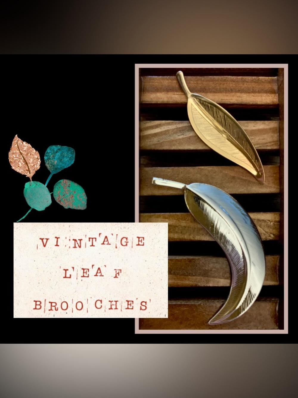 Vintage Leaf Brooch Set